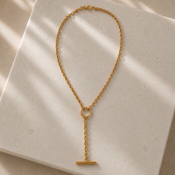 Bar Chain Lariat Gold Plated Necklace, 2 of 3