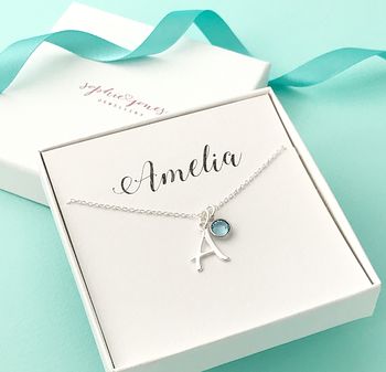 Personalised Initial And Birthstone Necklace, 3 of 6