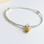 Sterling Silver Tiny Gold Frosted Heart Beaded Bracelet, thumbnail 1 of 4