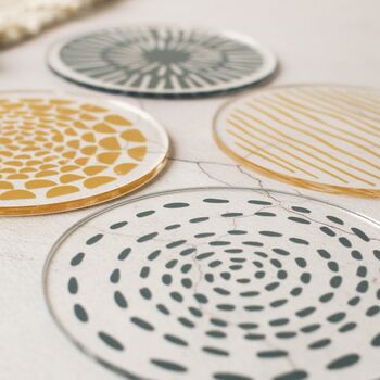Coasters Set Of Four, Mustard And Grey, 6 of 7