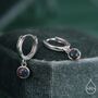Sterling Silver Dangling Black Opal Hoop Earrings, thumbnail 1 of 12