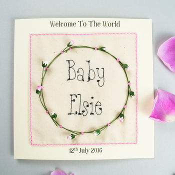 Personalised New Baby Embroidered Card, 3 of 3