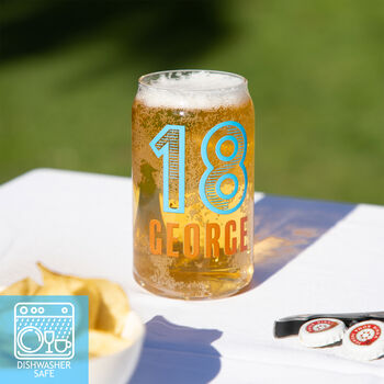 Personalised Sport Milestone Printed Can Glass, 2 of 9