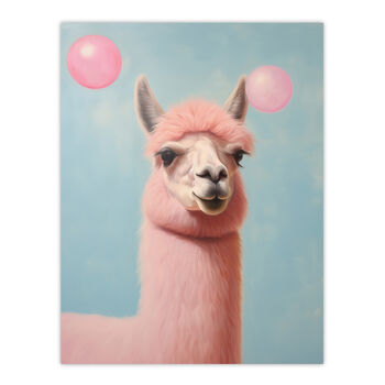 Bubblegum Lama Pastel Pink Blue Fun Kids Wall Art Print, 6 of 6