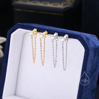 Sterling Silver Cz With Chain Ear Jacket, 5 of 11