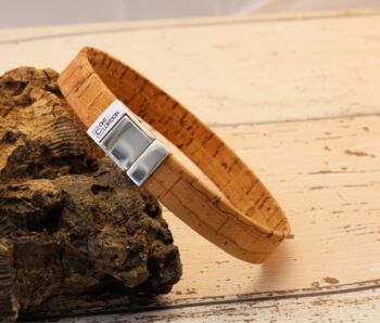 Men’s Personalised Flat Cork Bracelet With Sterling Silver Clasp, 3 of 8