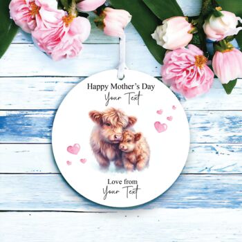 Personalised Mother's Day Highland Cow Decoration, 2 of 2