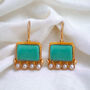 Gold Turquoise Earrings Gold, December Birthstone, thumbnail 2 of 3