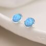 Sterling Silver Blue Opal Stud Earrings, thumbnail 3 of 11