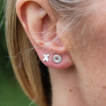 Sterling Silver Mini Hug And Kiss Studs, 3 of 8