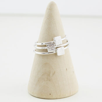 Sterling Silver Mini Square Charm Ring, 3 of 5