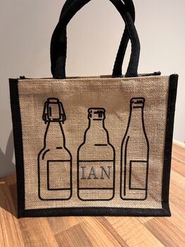 Beer Bottle Bag With Personalised Embroidered Name, 2 of 5