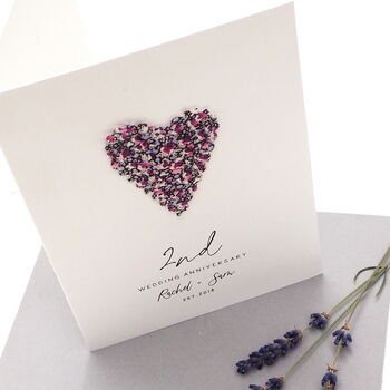2nd Cotton Heart Personalised Anniversary Card, 3 of 5
