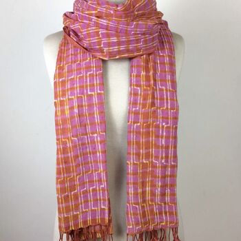 Soft Handwoven Cotton Hand Block Printed Pashmina Scarf, 4 of 8