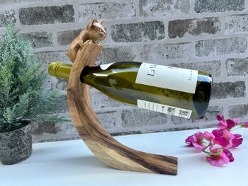 Wooden Cat Wine Bottle Holder Tabletop Wine Rack Gift, 6 of 9