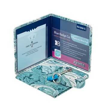 Blue Badge Permit Cover And Radar Key With Matching Key Ring In William Morris Acanthus Teal, 2 of 4
