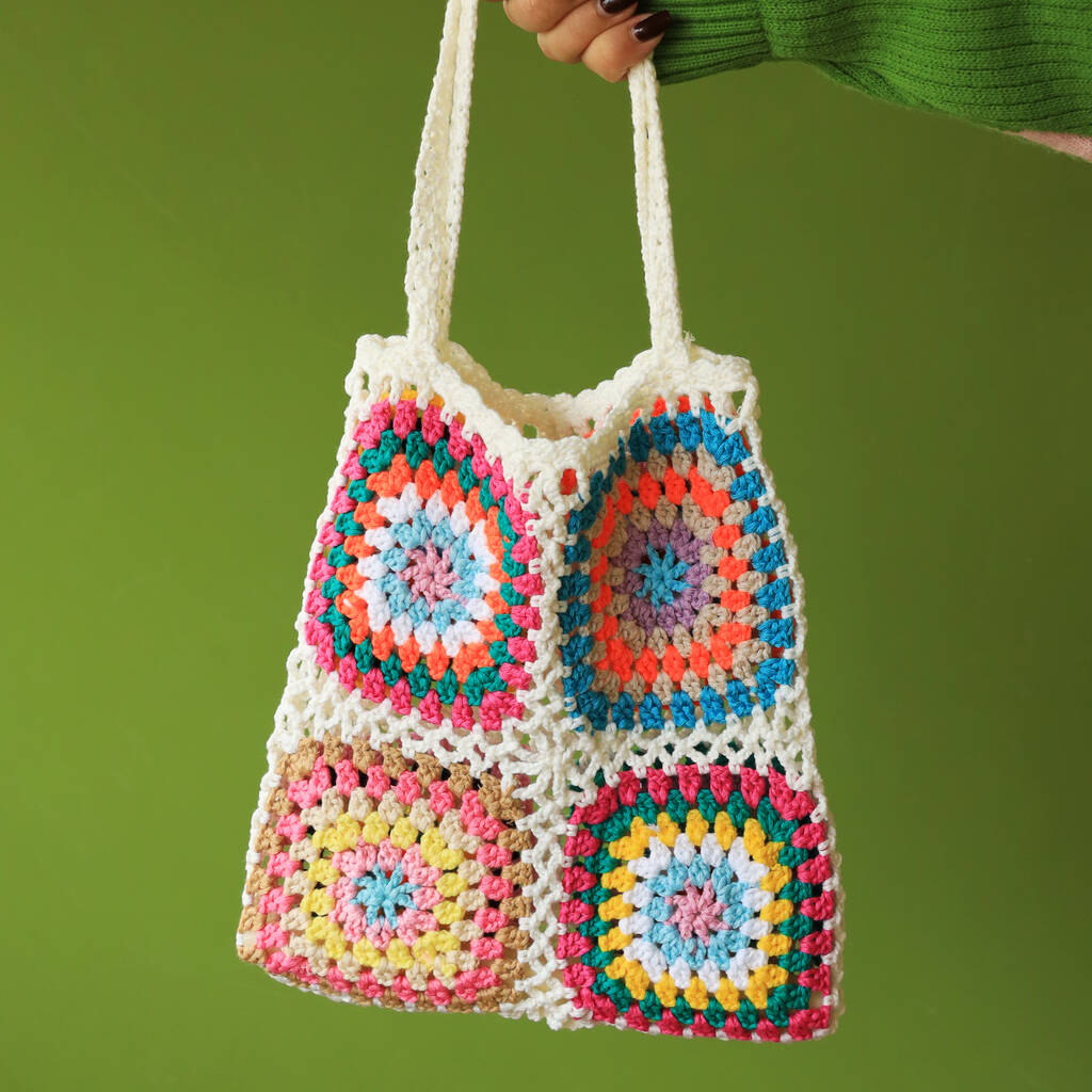 Crochet Knit Mini Shopper Bag By Lucent Studios