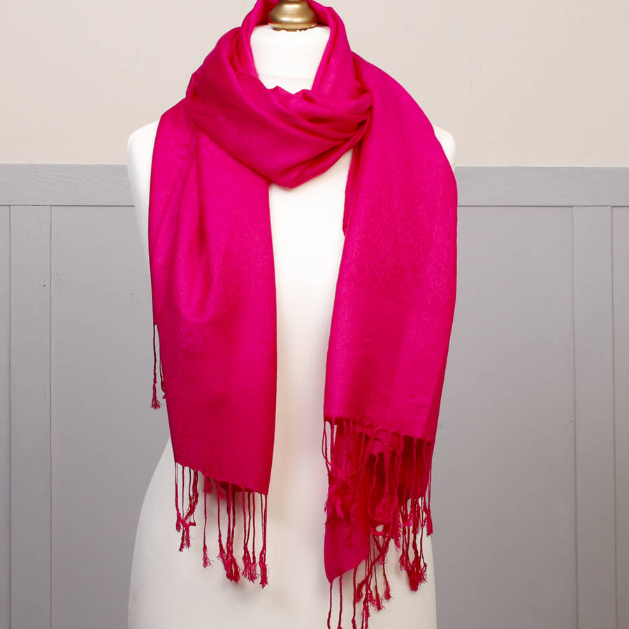 fuchsia pashmina wrap scarf / shawl in gift bag by dibor ...