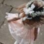 Girls Peach Lace Flower Girl Party Dress, thumbnail 6 of 8