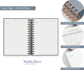 2026 Diary Matilda Myres A5 Day A Page Wiro Personalised, 11 of 12