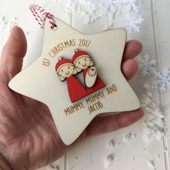 Personalised Two Mummies First Christmas Decoration, 4 of 5