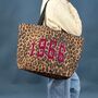 Personalised Varsity Year Leopard Print Shopping Bag, thumbnail 1 of 5