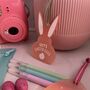 Personalised Hopping Easter Bunny Decoration Pink, thumbnail 9 of 10