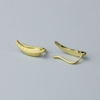 Sterling Silver Feather Ear Climber Earrings, 5 of 9