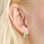 Gold Sterling Silver Teal Stone Huggie Hoop Earrings, thumbnail 1 of 5