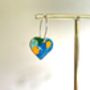 Handmade Leather Heart Hoop Earrings Marbled, thumbnail 7 of 8
