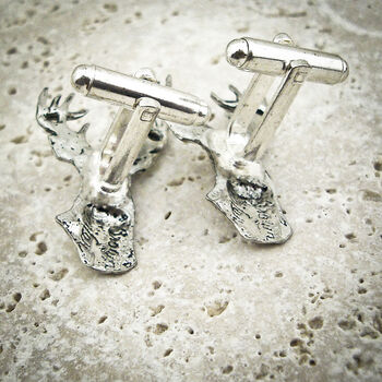 Wild Stag Cufflinks Antiqued Pewter, 2 of 2