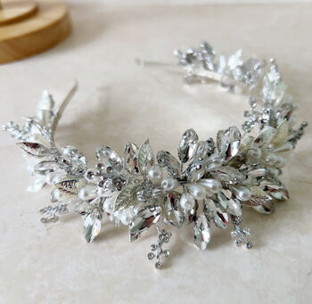 Silver Leaf Bridal Crown, 6 of 6