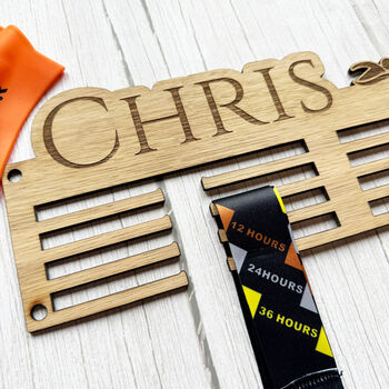 Personalised Wooden Triathlon Medal Display Holder, 4 of 6