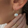 Olivia Large Pearl Wire Hoop Earrings, thumbnail 1 of 3