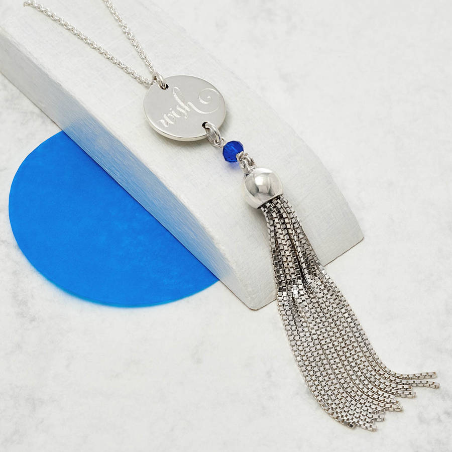 Personalised Sterling Silver 'Wish' Tassel Necklace By Tales From The
