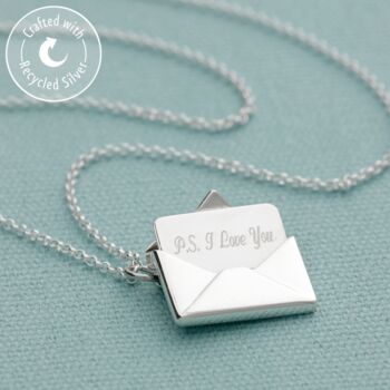 Sterling Silver Envelope Necklace With Love Letter, 6 of 9