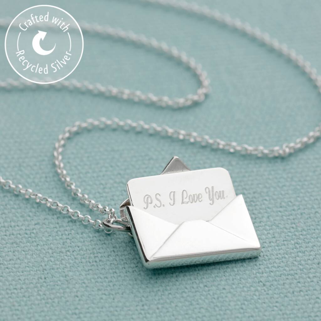 Sterling Silver Envelope Necklace With Love Letter, 1 of 7