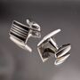 Classic Curve Rectangle Black Lines Cufflinks Gift, thumbnail 3 of 4