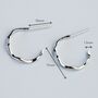 Sterling Silver Wavy Open Hoop Stud Earrings, thumbnail 5 of 6
