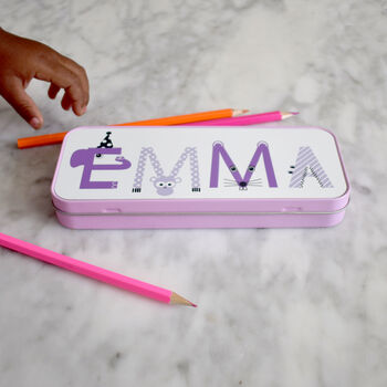 Children's Personalised Name Pencil Case Pink, 2 of 8