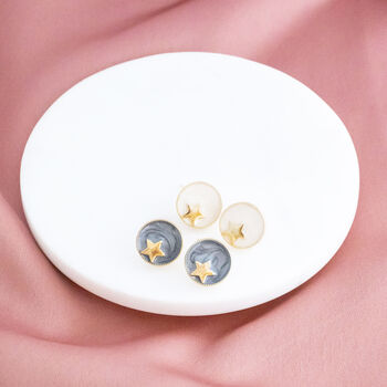 Gold Plated Star Circle Stud Earrings, 4 of 11