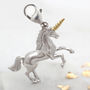 Sterling Silver And Gold Plated Clip On Unicorn Charm, thumbnail 1 of 3