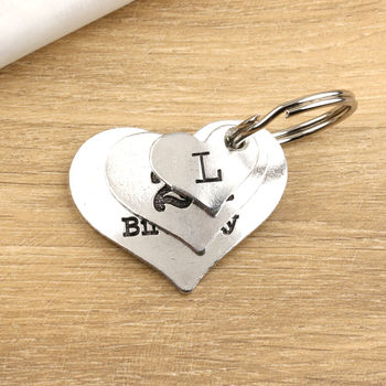 21st Birthday Gift Personalised 2pc Heart Key Ring, 10 of 12