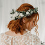 Grace Dried Flower Crown White And Green Preserved Wedding Halo, thumbnail 2 of 5