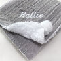 Personalised Grey Cable Knit Pom Pom Blanket, thumbnail 9 of 12