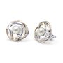 Molten Sterling Silver White Pearl Stud Earrings, thumbnail 2 of 7