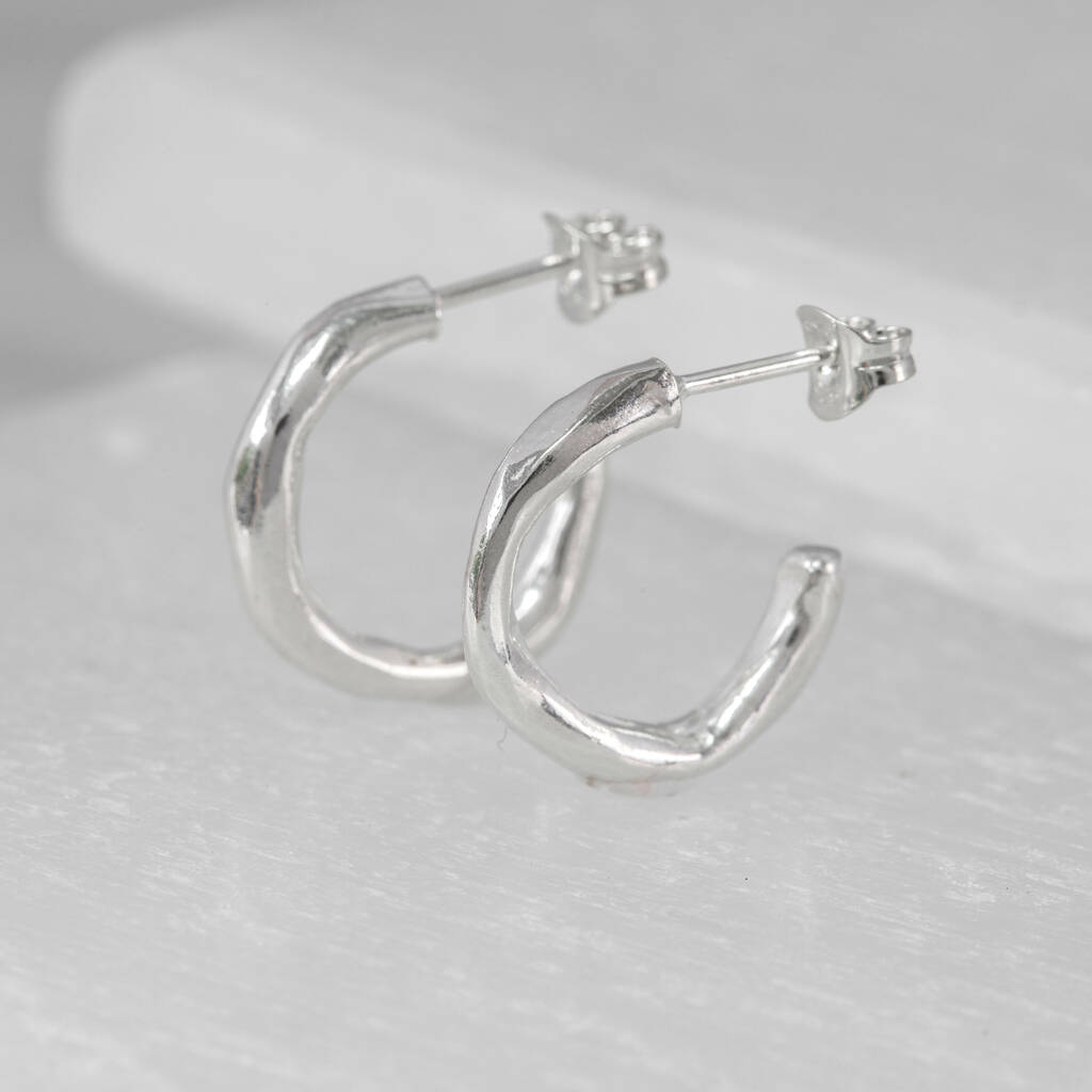 Freeform Small Silver Hoops By Anvil and Ivy Jewellery