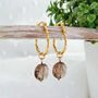 Gold Plated Twisted Oval Hoops With Smoky Quartz Drops, thumbnail 2 of 5