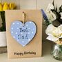 Personalised Dad's Birthday Card Wooden Heart, thumbnail 1 of 3