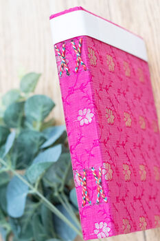 Notebook With Soft Cover From Pink Saree Fabric, 2 of 9